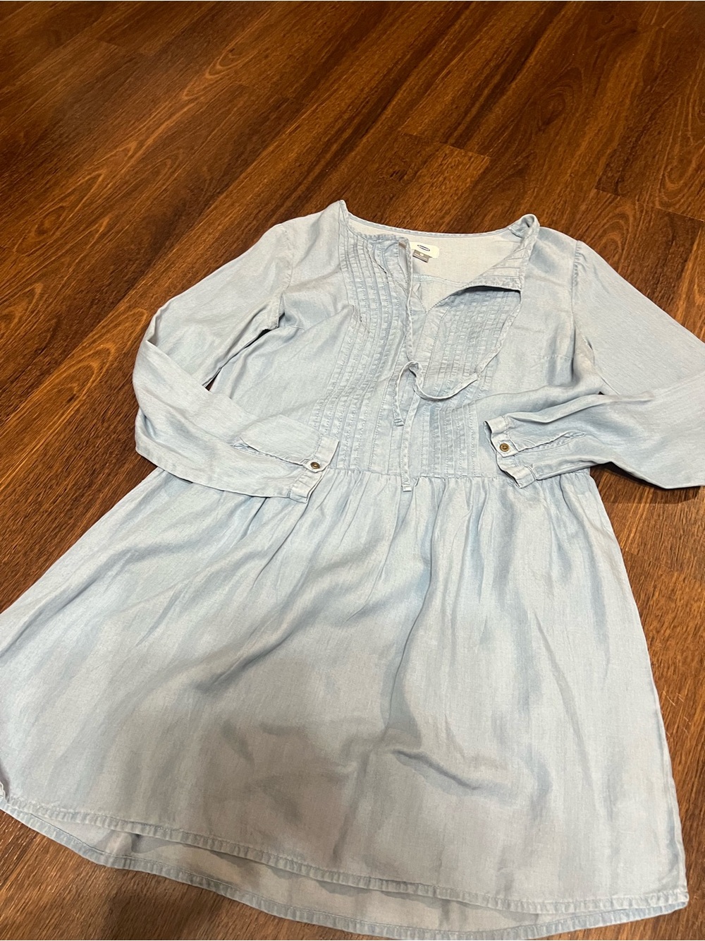 Light Blue Girls' Long-Sleeve Tunic Dress